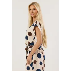 Komplet z bluzką i spodniami wide leg w duże grochy