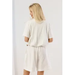 Bluzka oversize z tiulowym kwiatem