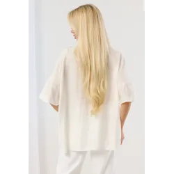 Bluzka boho z haftem i wiązanym dekoltem
