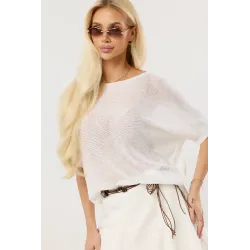 Sweter oversize z wycięciem i satynową kokardą na plecach