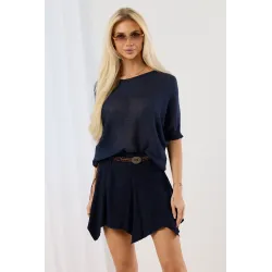Sweter oversize z wycięciem i satynową kokardą na plecach