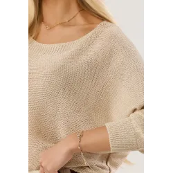 Dzianinowy sweter oversize z błyszczącą nitką