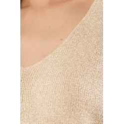 Dzianinowy sweter z krótkim rękawem i błyszczącą nitką