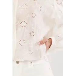 Ażurowa bluza z haftem i ściągaczami