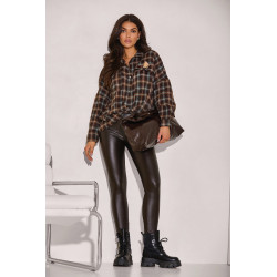KOSZULA OVERSIZE W KRATĘ  Z MISIEM