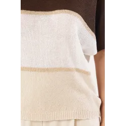 Sweter z metaliczną nitką i krótkim rękawem