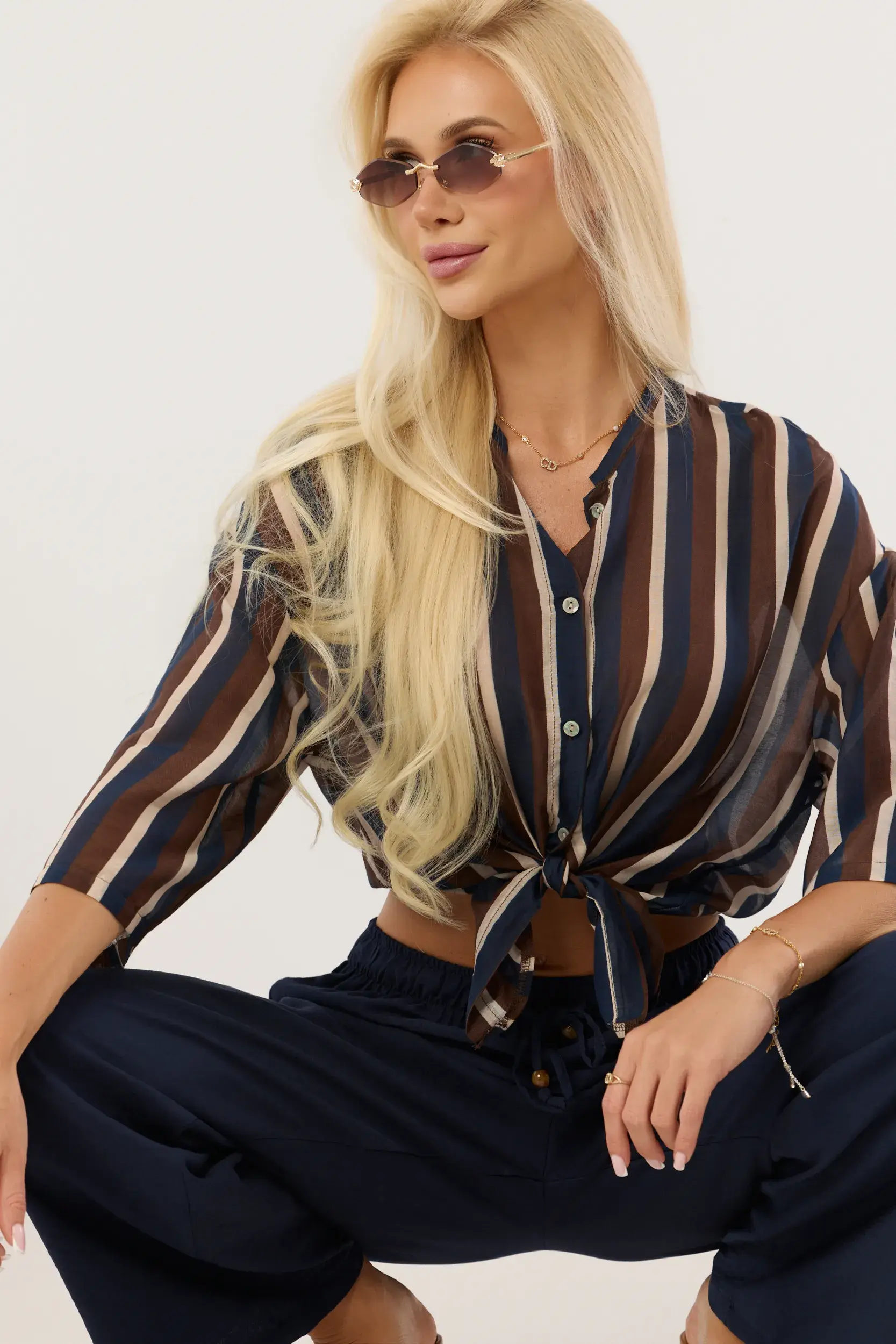 Koszula oversize w pionowe pasy