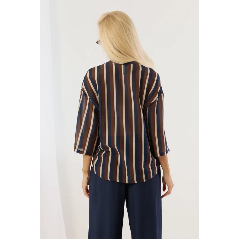 Koszula oversize w pionowe pasy