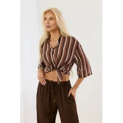 Koszula oversize w pionowe pasy