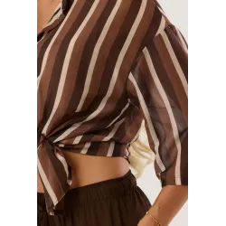 Koszula oversize w pionowe pasy