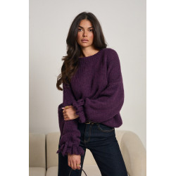 SWETER O LUŹNYM KROJU Z WIĄZANIAMI NA RĘKAWACH