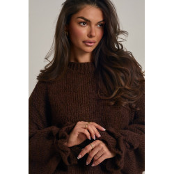 SWETER O LUŹNYM KROJU Z WIĄZANIAMI NA RĘKAWACH