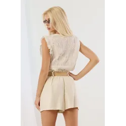 Bluzka boho z haftem i falbankami