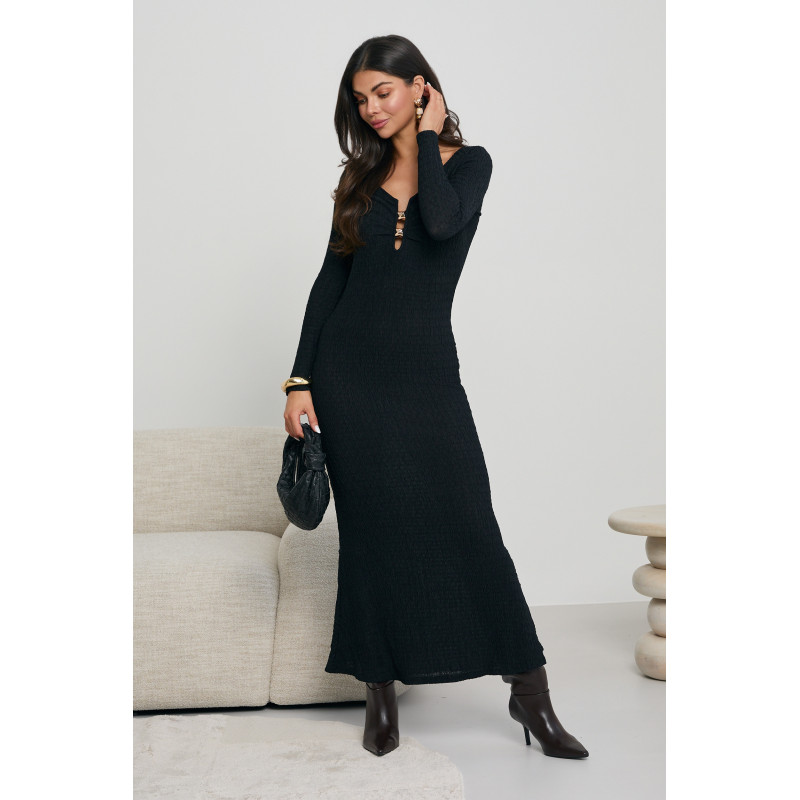 KARBOWANA SUKIENKA MAXI ZE ZŁOTYMI DETALAMI