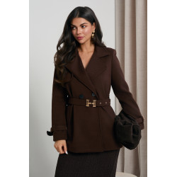 DWURZĘDOWY PŁASZCZ Z PASKIEM I OZDOBNYMI KLAMRAMI