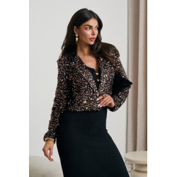 CEKINOWA MARYNARKA Z PODUSZKAMI NA RAMIONACH