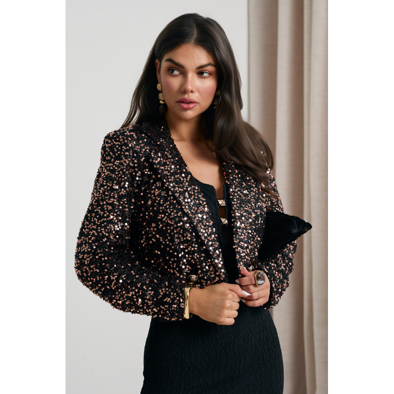 CEKINOWA MARYNARKA Z PODUSZKAMI NA RAMIONACH