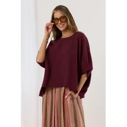 Bluzka oversize z ozdobną kokardą na plecach