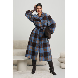 PŁASZCZ W KRATĘ O KIMONOWYM KROJU