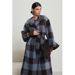 PŁASZCZ W KRATĘ O KIMONOWYM KROJU