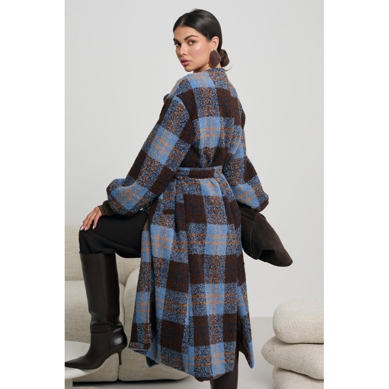 PŁASZCZ W KRATĘ O KIMONOWYM KROJU