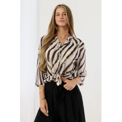 Wzorzysta koszula oversize we wzór zebra