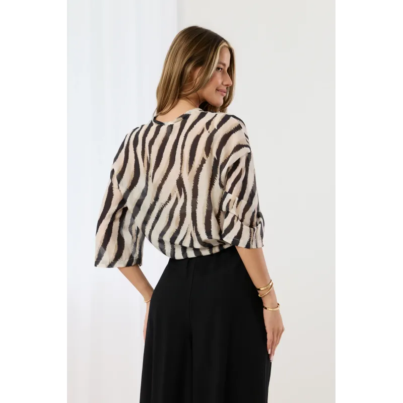 Wzorzysta koszula oversize we wzór zebra