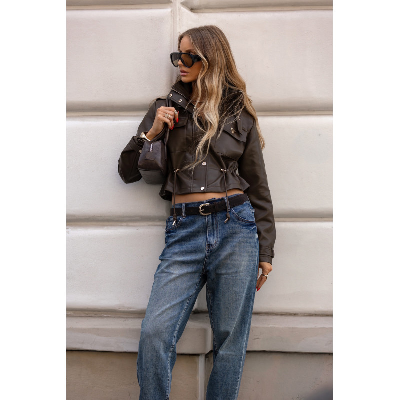 KURTKA Z EKO SKÓRY Z KIESZENIAMI