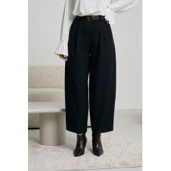 SPODNIE TYPU PALAZZO Z ZAKŁADKAMI I PASKIEM