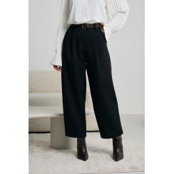 SPODNIE TYPU PALAZZO Z ZAKŁADKAMI I PASKIEM