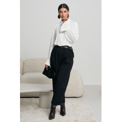 SPODNIE TYPU PALAZZO Z ZAKŁADKAMI I PASKIEM
