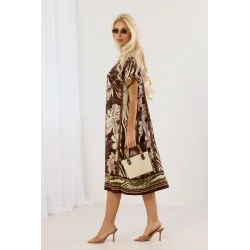 Sukienka midi oversize w tropikalne wzory