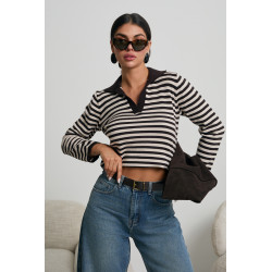 SWETER W PASKI Z KOŁNIERZYKIEM