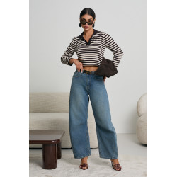 SWETER W PASKI Z KOŁNIERZYKIEM