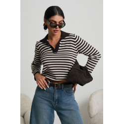 SWETER W PASKI Z KOŁNIERZYKIEM