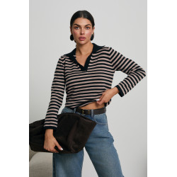 SWETER W PASKI Z KOŁNIERZYKIEM