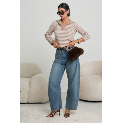 SWETER W PASKI Z KOŁNIERZYKIEM