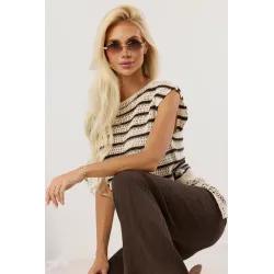 Ażurowa bluzka dzianinowa w paski