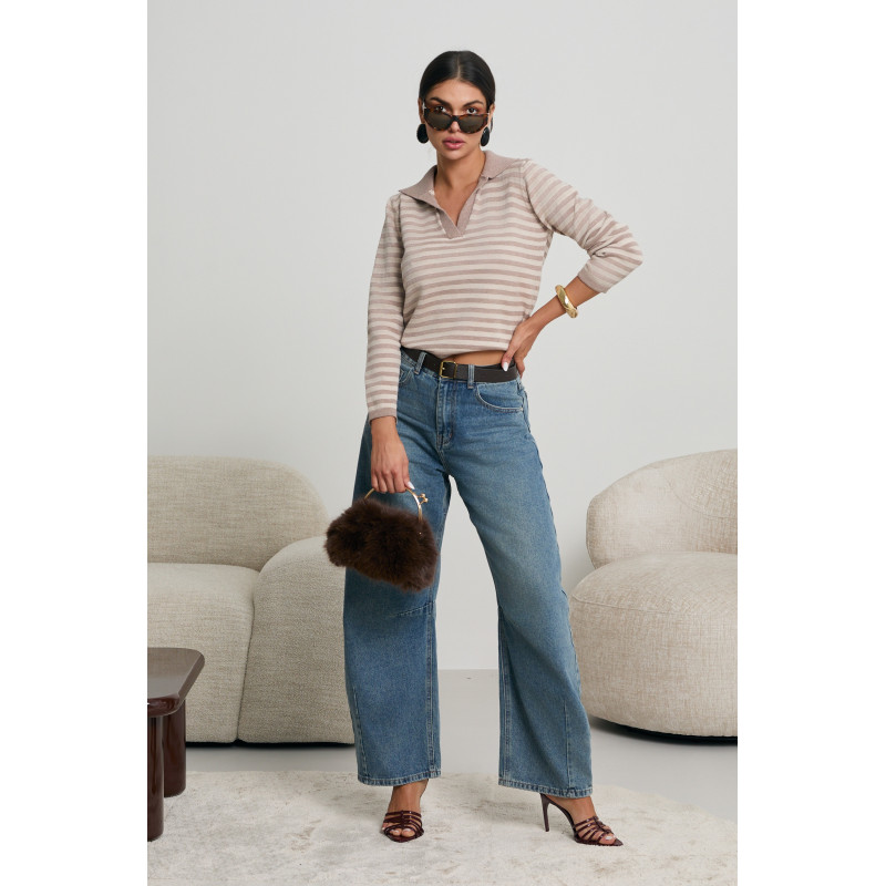 SWETER W PASKI Z KOŁNIERZYKIEM