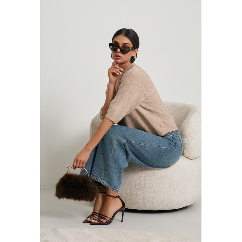 DZIANINOWY SWETER Z WZOREM BUBBLE