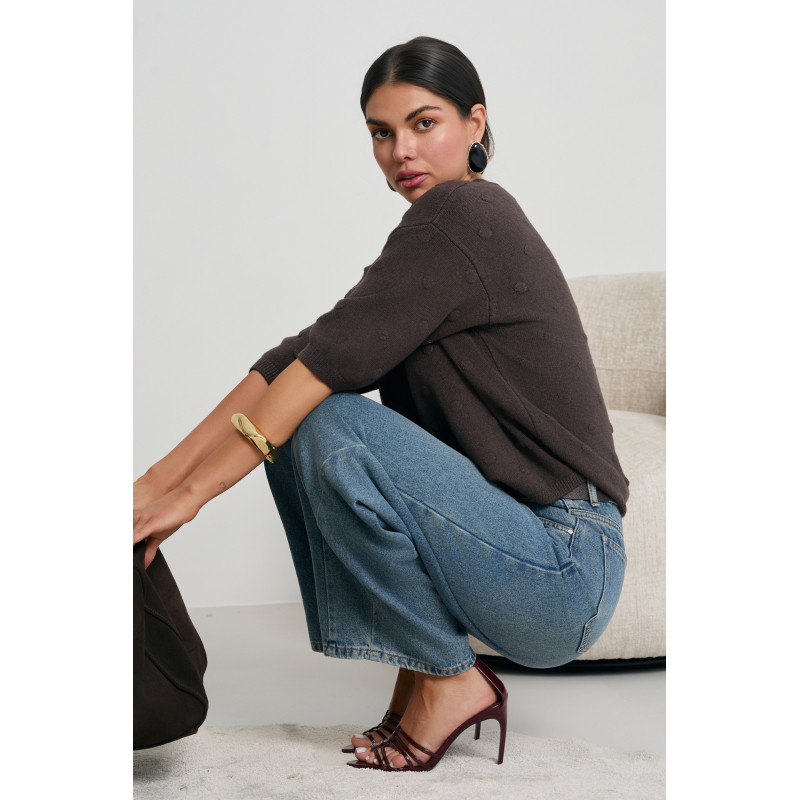 DZIANINOWY SWETER Z WZOREM BUBBLE