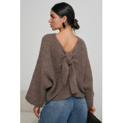 OVERIZOWY SWETER Z WIĄZANIEM NA PLECACH