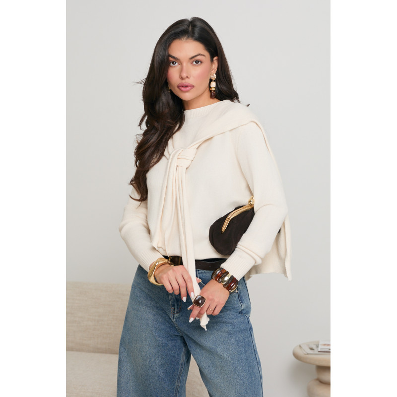 SWETER Z DODATKOWĄ WARSTWĄ W FORMIE NARZUTKI