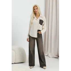 Szerokie jeansy wide leg z efektem sprania