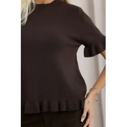 Sweter z krótkim rękawem wykończony falbankami