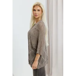 Ażurowy kardigan oversize z rękawem 3/4