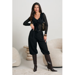 AŻUROWA BLUZKA BODY Z FALBANKĄ PRZY DEKOLCIE