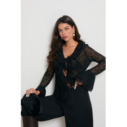 KORONKOWA BLUZKA Z FALBANKAMI I WIĄZANIEM