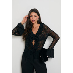 KORONKOWA BLUZKA Z FALBANKAMI I WIĄZANIEM