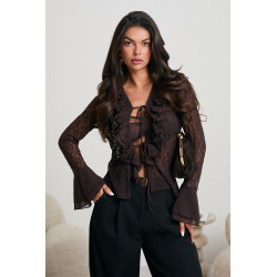 KORONKOWA BLUZKA Z FALBANKAMI I WIĄZANIEM